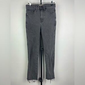 Madewell Washed Gray Stovepipe Raw Hem Cropped‎ Jeans